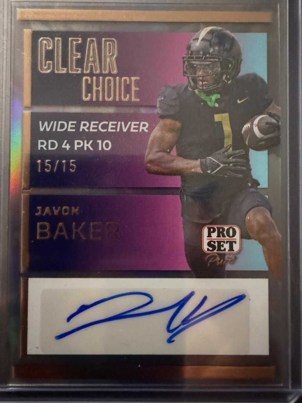 Javon Baker 2024 Leaf Pro Set Pure Clear Choice Auto 15/15 #CC-JB1 Holo